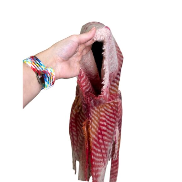 Vince Camuto Pink Twill Striped Tie Waist Ruana Wrap size One Size - Picture 10 of 11